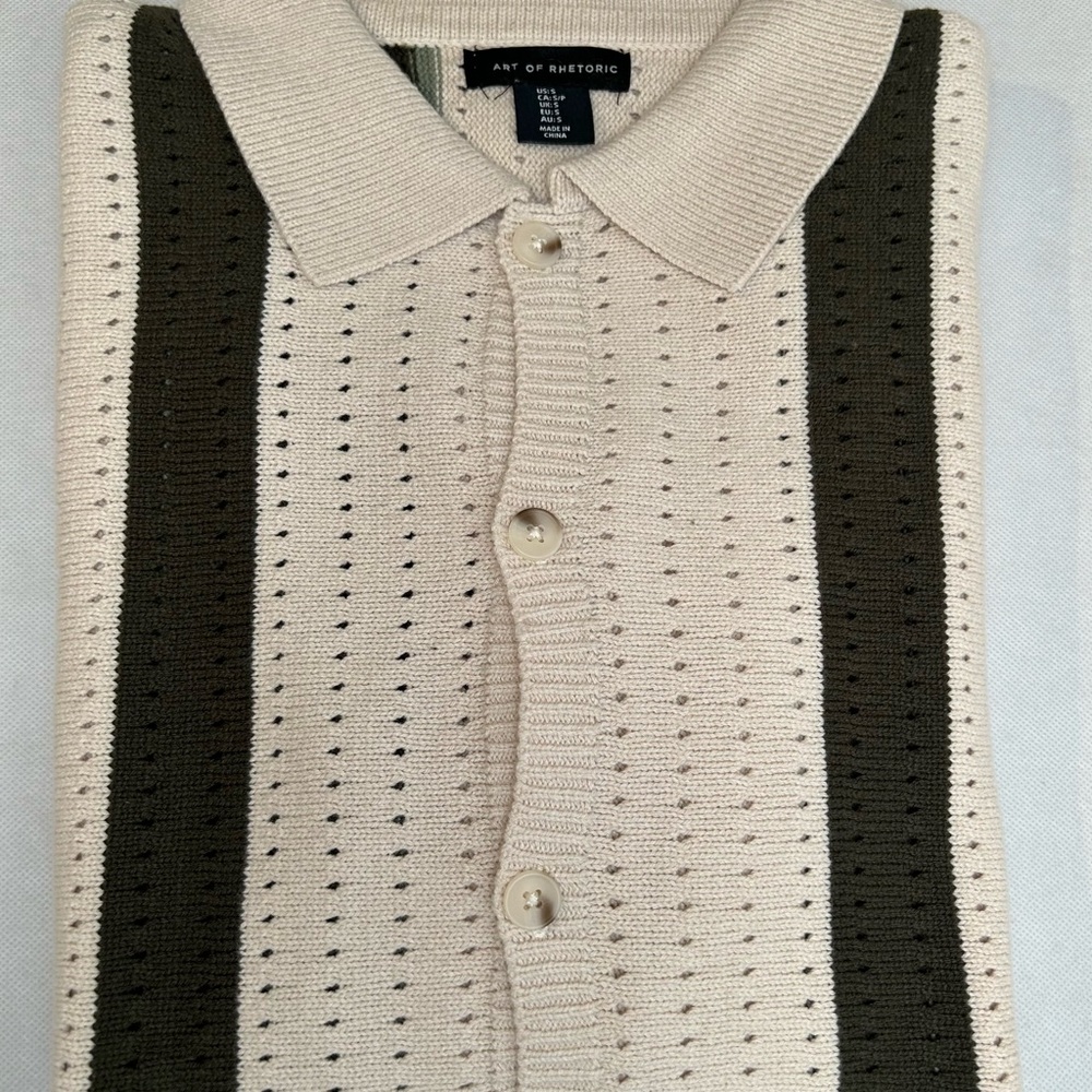 Cream and Brown Men's Sweater